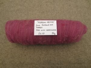 Carded batt rolled, 'Meadow Orchid' 35g