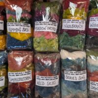 40g Themed Bags of Naturally Dyed Organic Shetland x Boreray Felting Wool from our sheep